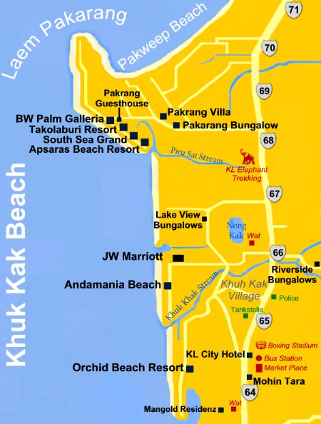 Khao Lak Khuh Kak Beach & Cape Coral (Laem Pakarang) - Khaolak Map